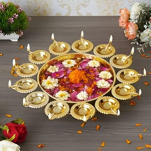 Diwali Diya ชุดชามโลหะทำด้วยมือพร้อมชุด urli ของตกแต่งบ้านสำหรับ2024 Diwali - Product Image 2