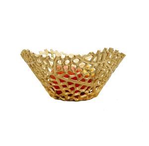 Nouvel arrivage Grand bol à fruits en aluminium Design de fleurs dorées Prix de gros Meilleur vendeur Bol en métal artisanal. - Product Image 2