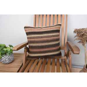 Acogedora almohada de lana Kilim rústica marrón de 18x18 pulgadas, ropa de cama de lujo con estampado Vintage elegante para decoración del hogar para Navidad - Product Image 1