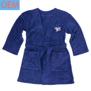 Kids <b>Pajamas</b> Winter Autumn Soft <b>Fleece</b> Two Pocket Robe Custom Logo Embroidered Wrap Robe OEM Service - Product Image 6