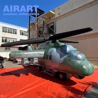 Modèle d'hélicoptère de simulation gonflable de couleur camouflage, décoration de ballon d'avion gonflable d'exposition carrée extérieure
