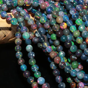 Cuentas de Ópalo Etíope Negro, Lisas, de 4-6 mm, Bolas de Ópalo de Fuego, Ópalo Natural Brillante de Etiopía para Cuentas de Bolígrafos, Gemas Mehrajudin - Product Image 1