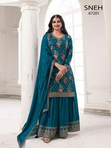 Diseñador de impresión de Chinon pesado con bordado Salwar traje al por mayor fábrica fabricante y proveedor de la India - Product Image 2