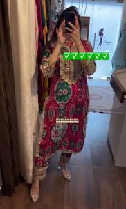 Mousseline de soie design avec impression numérique et codage de broderie Dori fonctionne avec un vrai miroir avec Tam-Tam Latkan haut et bas - Product Image 4