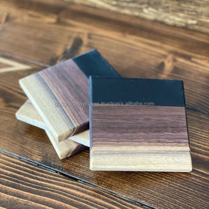 Posavasos de resina epoxi de madera Natura de alta calidad, posavasos de madera cuadrado redondo para bebidas, posavasos sin resina epoxi - Product Image 4