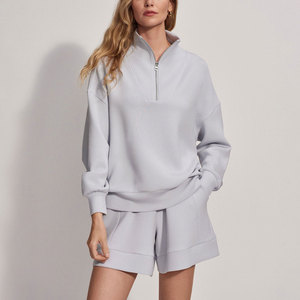 Sudaderas de invierno para mujer, sudaderas de color sólido con media cremallera, sudaderas de moda para mujer - Product Image 1