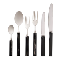 Ensemble de couteaux, fourchette et cuillère en acier au design unique, manche en résine pour la maison, ustensiles de cuisine, couverts en acier miroir