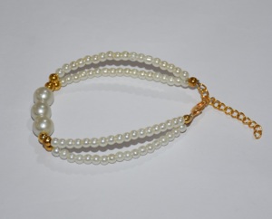 Top quality Pearl <b>Gemstone</b> beads 4X8 mm bead <b>bracelet</b>. Gold plated <b>bracelet</b>. <b>gemstone</b> beads handmade <b>bracelet</b> - Product Image 1