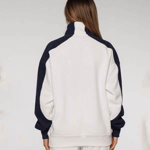 Sweat-shirts personnalisés pour femmes, imprimés, en molleton uni, à demi-zip, style streetwear, en coton épais, coupe oversize, épaules tombantes, coupe ample, hiver - Product Image 2