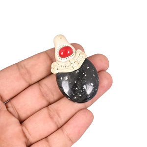 Travail en argile jaspe pierres précieuses fabrication de bijoux pendentif collier bijoux en pierre fabriqués à la main - Product Image 4