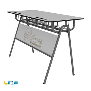 ALINA Escritorio doble moderno para estudiantes Piezas de metal duraderas Parte superior de madera compacta Ecológico Ergonómico Taller escolar de alta calidad - Product Image 1