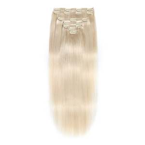 คลิปต่อผมแท้ 17 นิ้ว ผมตรง เรมี่ บราซิลเลี่ยน เกรด 12A สีบลอนด์วานิลลา # 60B - Product Image 3