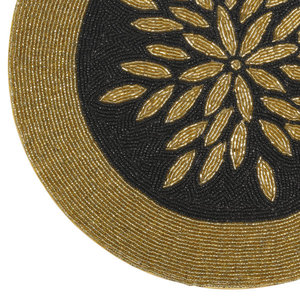 Handmade Gold Beaded Floral Knitted Eco-Friendly Polyester/Cotton Customizable Decorative <b>Table</b> Placemat for Home Hotel Dining - Product Image 5