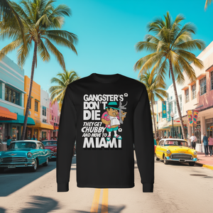 Camiseta de Manga Larga Estilo Retro Vintage Gangster Chubby in Miami, Ropa Promocional - Product Image 3