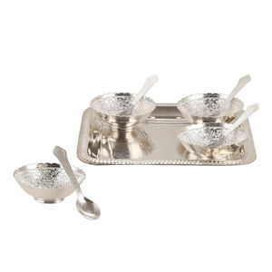 ชุดชามเงินสุดหรูพร้อมช้อนถาดและกล่องกำมะหยี่สีแดงสำหรับผลไม้แห้งบ้านสำนักงานที่ดีที่สุดของตกแต่งเทศกาลคริสต์มาส - Product Image 1