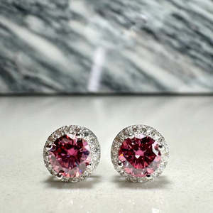 NOVAMART Fine 925 Silver Pink <b>Crystal</b> Diamond <b>Earrings</b> by Zarkan Wholesale Export - Product Image 2