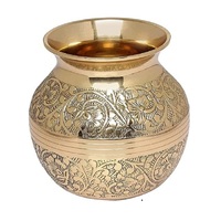 Plateau de culte en laiton antique Panch Puja & Jal Patra, ensemble Pooja Lota Charan Amrit, encens, taille personnalisée, usage domestique