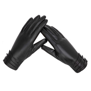 Gants thermiques en cuir de mouton 100% véritable, doublure en fourrure, compatibles avec les écrans tactiles, écologiques, chauds pour l'hiver, mode, cyclisme, conduite, unisexe - Product Image 5