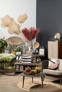 Éventail mural en bambou naturel en forme de cœur - Cadeaux d'éventails en feuilles de palmier, décoration d'éventails suspendus en raphia et bambou - Product Image 6