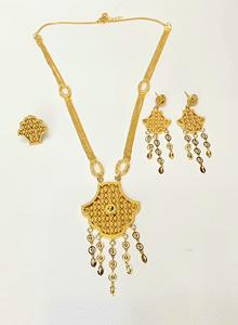 Nouveau à la mode 24KT plaqué or femmes pendentif collier ensemble Style arabe bijoux fins pour les mariages et les fêtes - Product Image 5