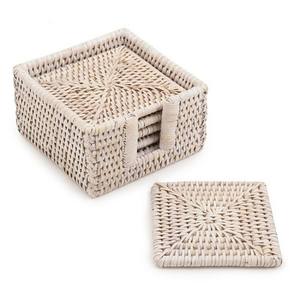 Tea Cup <b>Coasters</b> <b>Set</b> of for Dining Table With Stand Wood Insulated Heat Woven <b>Placemats</b> Rattan <b>Coaster</b> Eco Friendly - Product Image 5