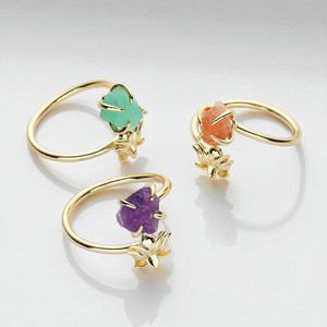 Lotus Rough Turquoise Gemstone Ring - Prong Set Gemstone Wholesale Ring - 925 Silver Gold Vermeil Ring - Product Image 3