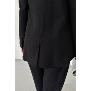 Ensemble veste et pantalon en lin noir pour femme - Costume élégant et stylé - Product Image 2