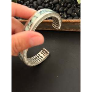 Steve Yellowhorse's New Lander Variscite & Sterling <b>Silver</b> Inlay Fashion <b>Cuff</b> <b>Bracelet</b> - Product Image 5