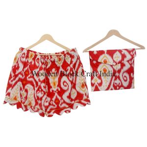 Ensemble de pyjama en coton imprimé floral pour femmes - Impression à la main en bloc, vêtements de nuit en satin confortables pour l'automne, pyjama court pour l'été - Product Image 4