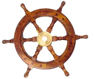 Handicrafts Wooden <b>Ship</b> <b>Wheel</b> Wall Hanging Showpiece | Wooden <b>Ship</b> <b>Wheel</b> Decor 12 Inch - Product Image 1
