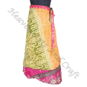 Sarong indien en soie plage paréo longue jupe enveloppante Boho élégant multicolore vêtements d'été confortable mode Style Hippie - Product Image 2