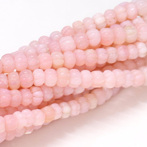 ลูกปัดโอปอลสีชมพูสวยงาม รูปทรงแตงโมแกะสลัก ขนาด 15 นิ้ว 8-11 มม. ลูกปัดโอปอลสีชมพูแกะสลักด้วยมือ รูปทรงฟักทอง - Product Image 3