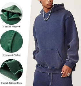 Nuevo DISEÑO DE Navidad logotipo personalizado unisex bordado holgado lavado ácido traje de sudor para hombres 450gsm traje de calle pesado - Product Image 4