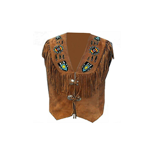 OEM Custom Cow Boy Fringe Vest Gilet en cuir suédé pour hommes - Product Image 3