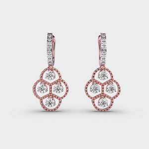 Boucles d'oreilles de mariée de mariage en or massif 14 carats Art déco vintage avec levier en diamant CVD/HPHT de taille chic et élégante - Product Image 3