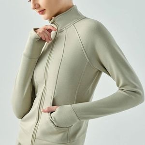 Chaqueta deportiva ligera de Color sólido transpirable con cremallera de manga larga para mujer, conjunto de Yoga de ajuste Regular con cuello levantado - Product Image 2