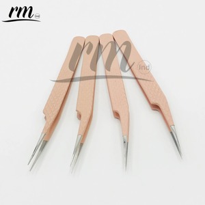 RMI Professional Stainless Steel Eyelash Extension Tweezers Nude Powder Coated Silver Tip Isolation Tweezers Diamond Grip Beauty - Product Image 5