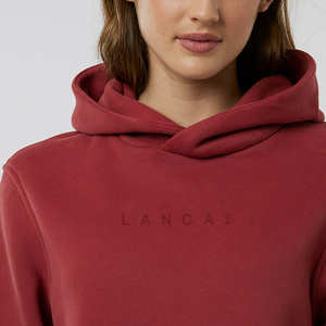 Jogger vierge décontracté de haute qualité avec logo personnalisé pour femmes, hauts courts à capuche, sweat-shirt 2 pièces, ensemble de survêtement à capuche 100% coton - Product Image 3