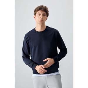 Sudadera Básica para Hombre de Algodón Azul Marino, Textura Suave, Corte Estándar - 88363 - Azul Marino - Product Image 1