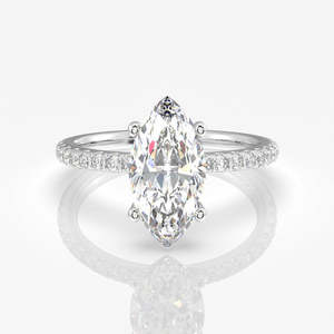 Marquise Cut Moissanite Diamond <b>Set</b> in Pave Sterling Silver Elegant <b>Rings</b> for <b>Women</b> - Product Image 5