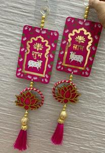 Juego decorativo para colgar en la puerta y la pared de Shubh Labh de 2 colgantes de loto perfectos para Diwali, Temple Room, regalos de inauguración de la casa Toran - Product Image 3