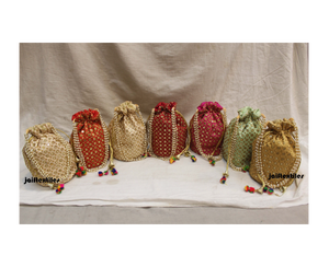 Bolsa de Potli bordada hecha a mano india para mujer, bolsa de trabajo con lentejuelas, bolsa de Potli con cordón, recuerdo de boda, regalo de devolución, regalo de fiesta - Product Image 1