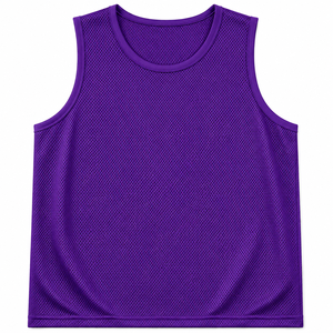 Blue Mesh Sleeveless Vest Crew Neck Breathable Sport Jersey Unisex Adult Regular Fit Solid Color All Seasons <b>Training</b> Gear - Product Image 4