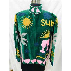 Chaqueta de terciopelo suzani, chaqueta reversible para mujer, estilo bomber varsity, en terciopelo y algodón acolchado, abrigo de invierno para otoño. - Product Image 1