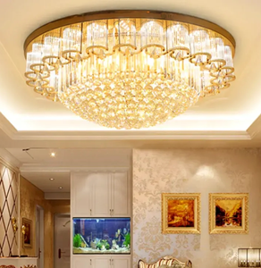 Lampes suspendues rondes de luxe, salon d'hôtel, or, LED, cristal K9, plafonnier - Product Image 1