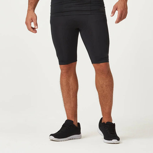 Short d'entraînement personnalisé pour hommes, short de fitness à dentelle à haute élasticité et respirant, à séchage rapide et à compression, taille moyenne, motif solide - Product Image 2