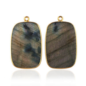 En gros Naturel Fiery Labradorite Lunette Connecteur Plaqué Or À La Main Simple Boucle Pendentif Connecteur Trouver Des Fournitures - Product Image 2