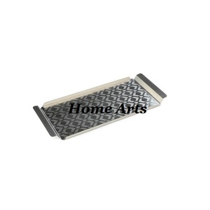 Plateau de service à dessert en bois et en cuir ensemble de deux plateaux de service de nourriture de taille différente pour la maison et l'hôtel - Product Image 5