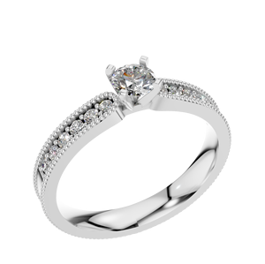 Anillo de Compromiso y Boda de Platino 950 con Moissanita de Corte Brillante Certificada por IGI, Estilo Religioso, Engaste de Puntas, para Mujer - Product Image 1