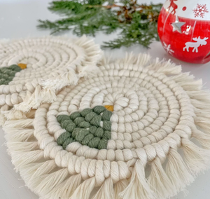 Mayorista de alta calidad hecho a mano macramé algodón posavasos con patrón de árbol de pino regalos regalo de Navidad decoración de vacaciones - Product Image 3